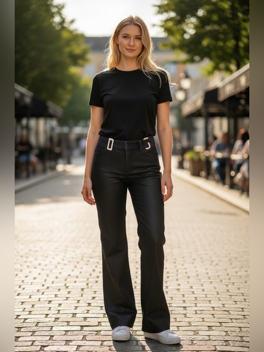 Dolce & Gabbana Flared Pants With Logo Belt Black Sz 42